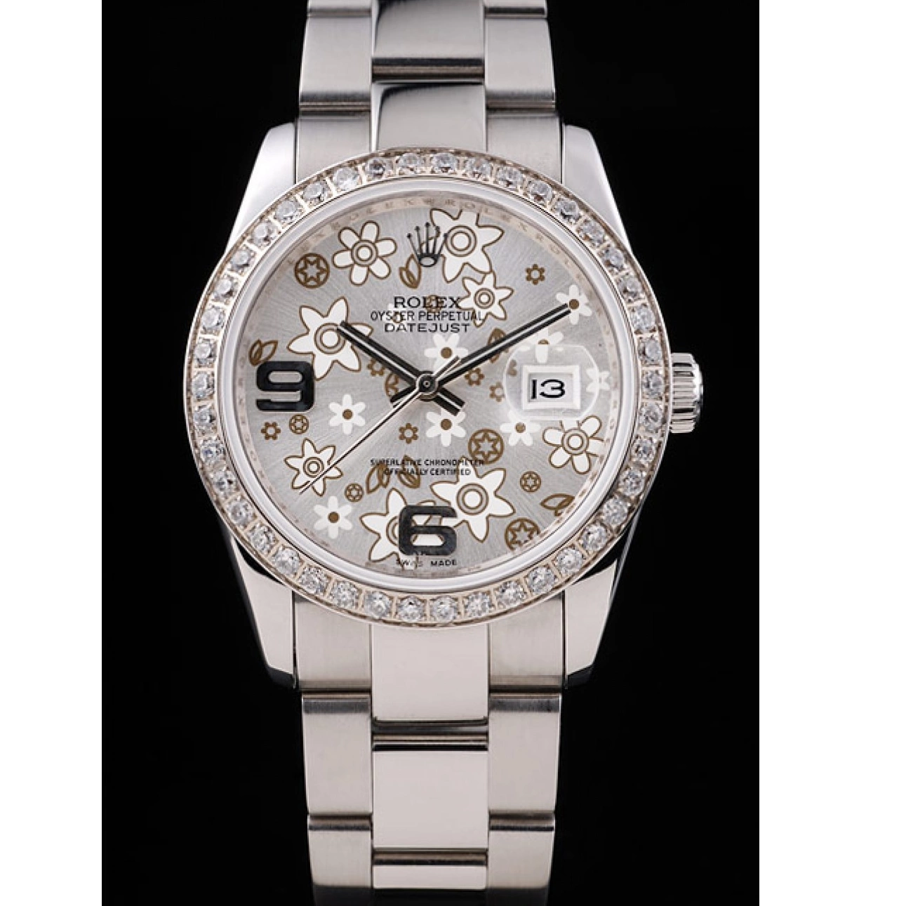 AAA Replica Watches Plated Dial Stainless Rolex Flowers rl305 Diamond Datejust Silver Steel 0605